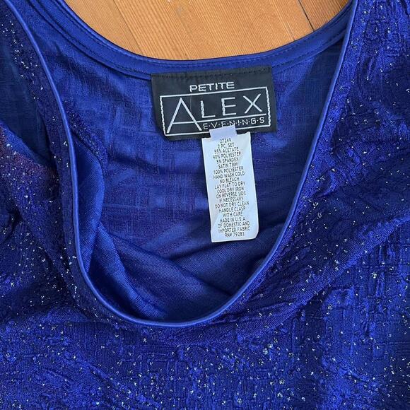 Alex Evenings Vintage 80s Women's Blue Sparkle Jacket & Tank Set, Size S Petite - Picture 7 of 7